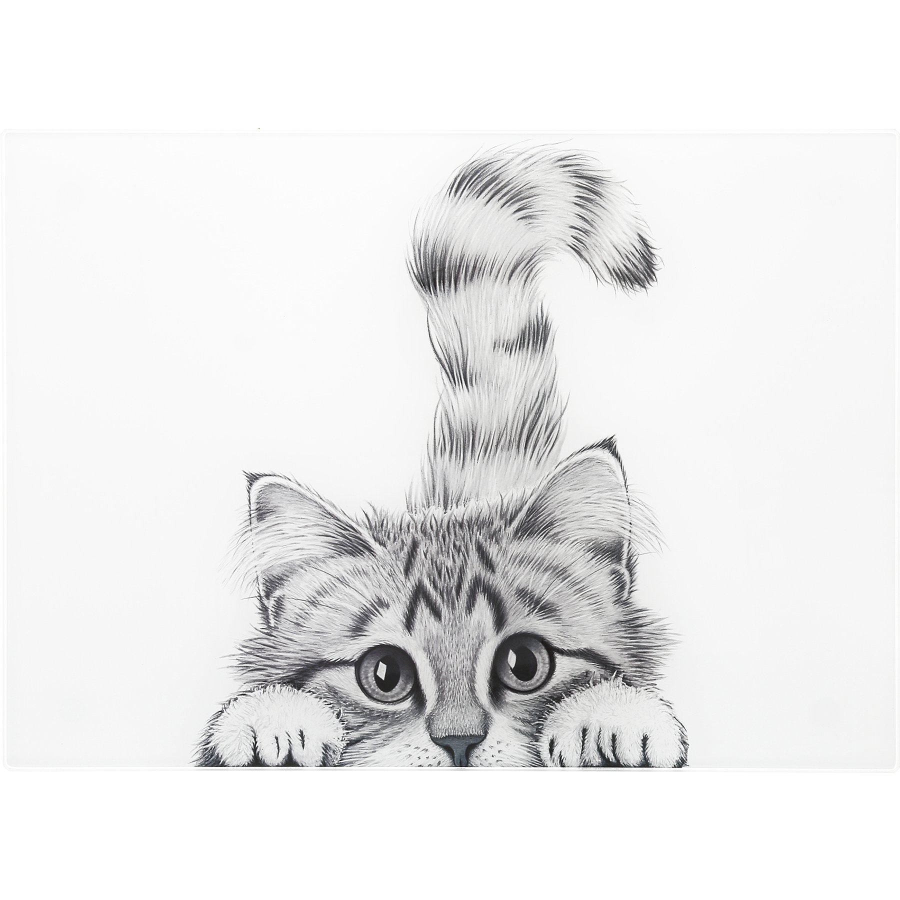 Pavilion Cat Cutting Board, Black/White, 13.75 x 9.75-in