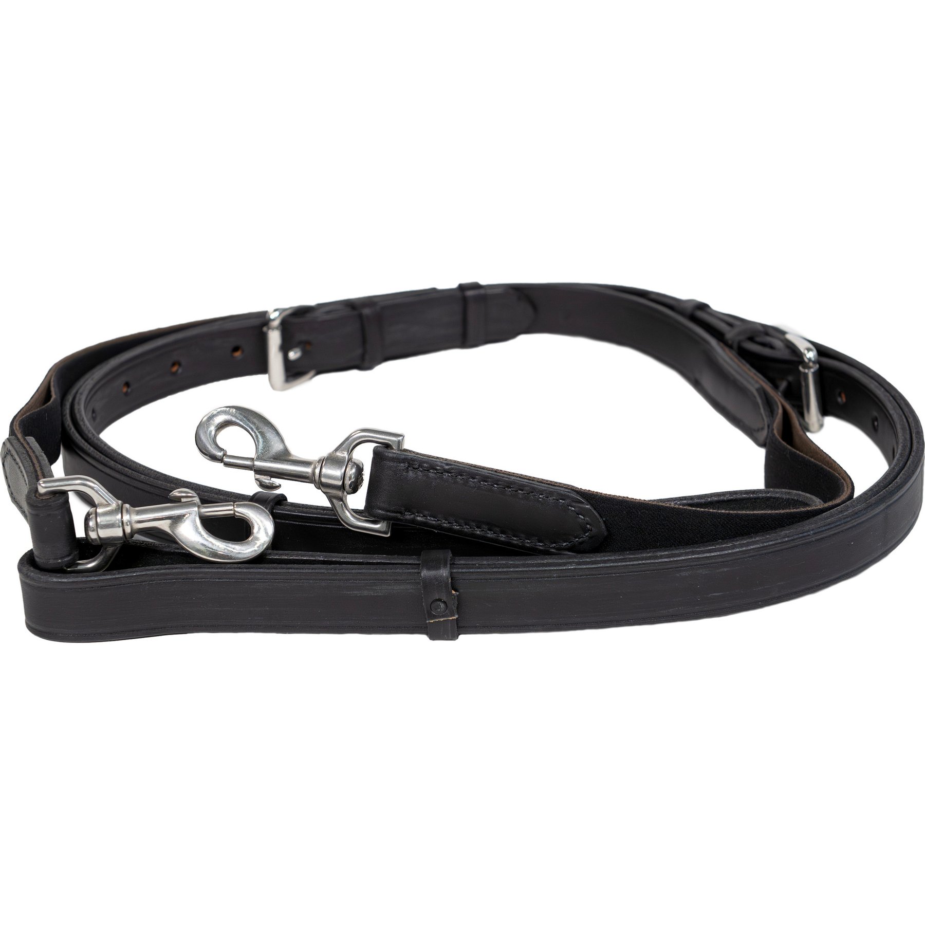 Nunn Finer Leather Horse Side Reins with Elastic, Black, 35.5 to 46-in, 2 count