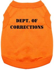 Doggie Design Dept. of Corrections Solid Dog Shirt, Orange, Large