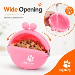 NonoPets Flexible Silicone Round Treat Training Pouch Ball Clasp & Reward Storage Metal Clip Dog & Cat Collar-Accessory, Pink slide 2 of 9