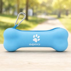 NonoPets Bone Shaped Silicone Training Pouch with Zipper Closure & Metal Clip Reward Storage Dog & Cat Collar-Accessory, Blue