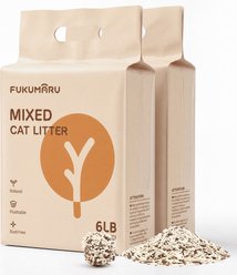 FUKUMARU Applewood Tofu Unscented Clumping Cat Litter, 6-lb bag, case of 2