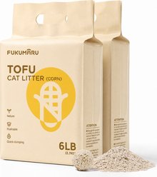 FUKUMARU Tofu & Corn Starch Unscented Clumping Cat Litter, 6-lb bag, case of 2