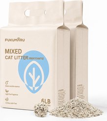 FUKUMARU Tofu & Bentonite Clumping Cat Litter, 6-lb bag, case of 2