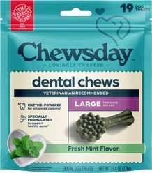 Chewsday Fresh Mint Flavor Large Dental Dog Chews, 19 count