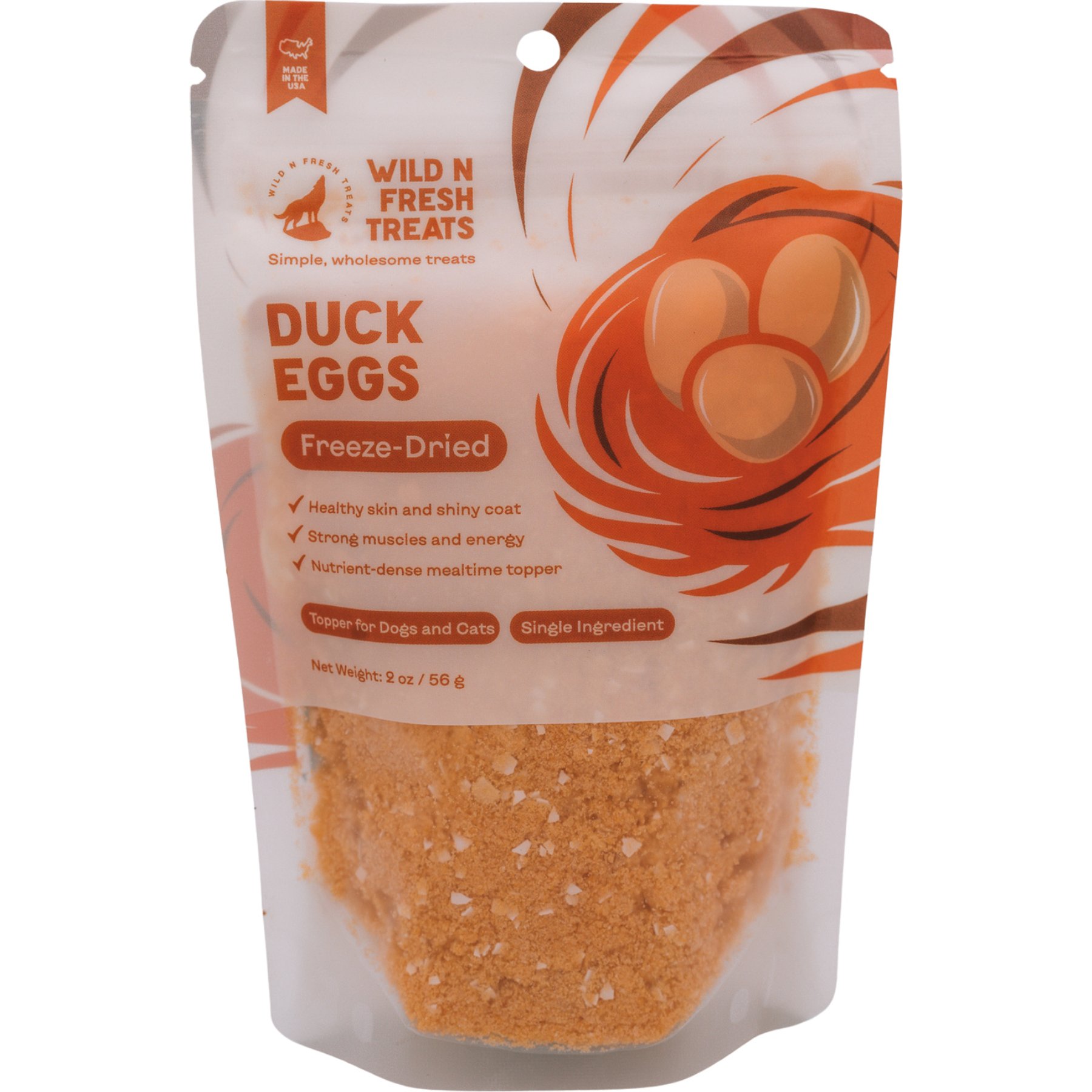 Wild n Fresh Treats Grain-Free Duck Egg Freeze-Dried Dog & Cat Food Topper, 2-oz bag