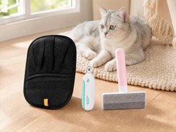 Yunpawpet 3-in-1 Universal De-Shedding Glove, Nail Clippers & Comb Dog & Cat Grooming Kit