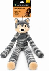 Smithsonian Stuffing-Free Crinkle Sounds & TPR Chew Zone, Interactive Long Animals Wolf Squeaky Plush Dog Toy, Medium, 2 count