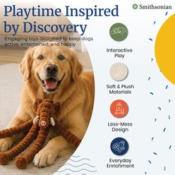 Smithsonian Stuffing-Free Crinkle Sounds & TPR Chew Zone, Interactive Long Animals Mammoth Squeaky Plush Dog Toy, Medium, 2 count slide 2 of 5