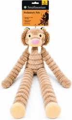 Smithsonian Stuffing-Free Crinkle Sounds & TPR Chew Zone, Interactive Long Animals Sabre Tooth Tiger Squeaky Plush Dog Toy, Medium, 2 count