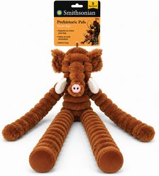 Smithsonian Stuffing-Free Crinkle Sounds & TPR Chew Zone, Interactive Long Animals Mammoth Squeaky Plush Dog Toy, Medium, 2 count slide 1 of 5