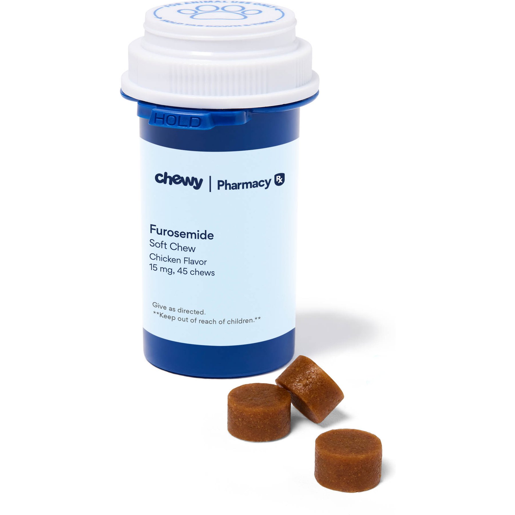 Furosemide Compounded Chicken Soft Chew, 15 mg, 45 chews for Veterinary use