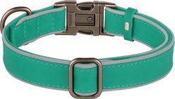 OOPSDOGGY Soft Padded Custom Engraved Leather Personalized Reflective Dog Collar with Metal Buckle, Teal, X-Large: 19 to 24-in neck, 1-in wide slide 2 of 6