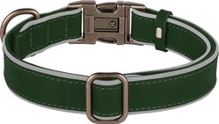 OOPSDOGGY Soft Padded Custom Engraved Leather Personalized Reflective Dog Collar with Metal Buckle, Green, Medium: 12 to 15-in neck, 4/5-in wide slide 2 of 6