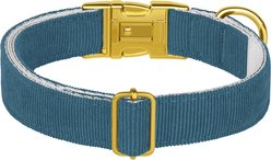 OOPSDOGGY Custom Engraved Velvet Personalized Dog Collar with Gold Metal Buckle, Denim, Large: 15 to 19-in neck, 1-in wide slide 2 of 7
