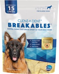 Clenz-a-dent Breakables Rawhide Chicken Dental X-Large Dog Chews, 15 count