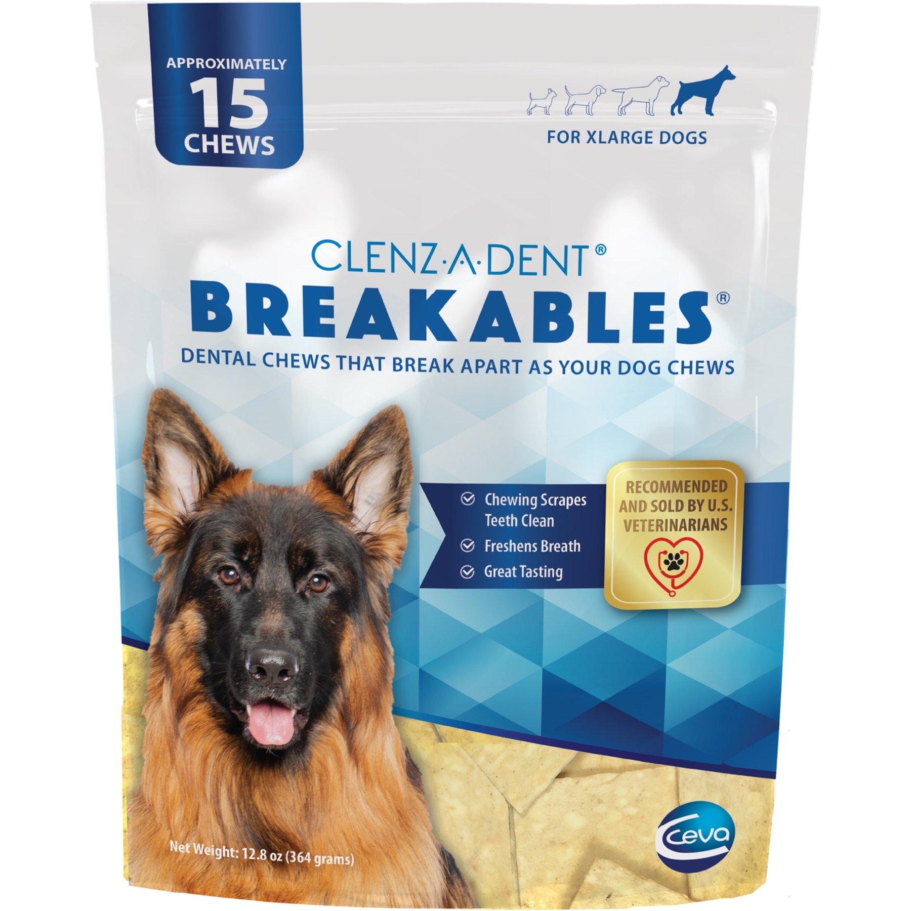Clenz-a-dent Breakables Rawhide Chicken Dental X-Large Dog Chews, 15 count