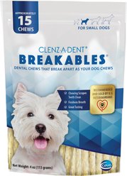 Clenz-a-dent Breakables Rawhide Chicken Flavored Dental Small Dog Chews, 15 count slide 1 of 7