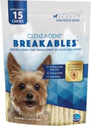 Clenz-a-dent Breakables Rawhide Chicken Flavored Dental Petite Dog Chews, 15 count