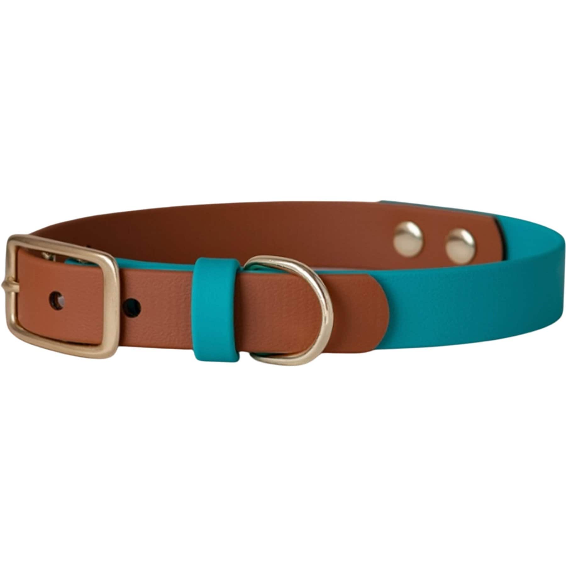 FoxMoth Alpine/Sienna Waterproof Earth Tone Adjustable Dog Collar with Solid Brass Hardware, Multicolor, Large: 16 to 20-in neck, 1-in neck