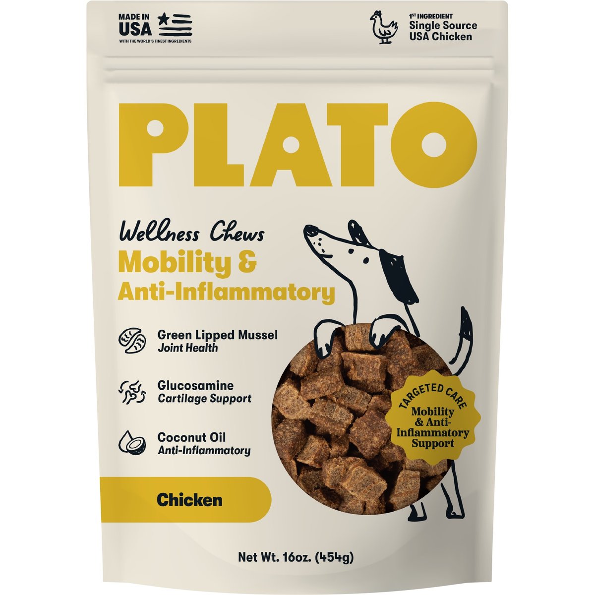 Plato Mobility & Anti-Inflammatory Jerky Supplement for Dogs, 120 count