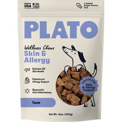 Plato Plato Skin & Coat Jerky Supplement for Dogs, 120 count