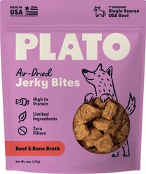 Plato Beef with Bone Broth Grain-Free Jerky Dog Bites, 6-oz bag
