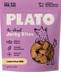 Plato Lamb with Goat Milk Grain-Free Jerky Dog Bites, 6-oz bag