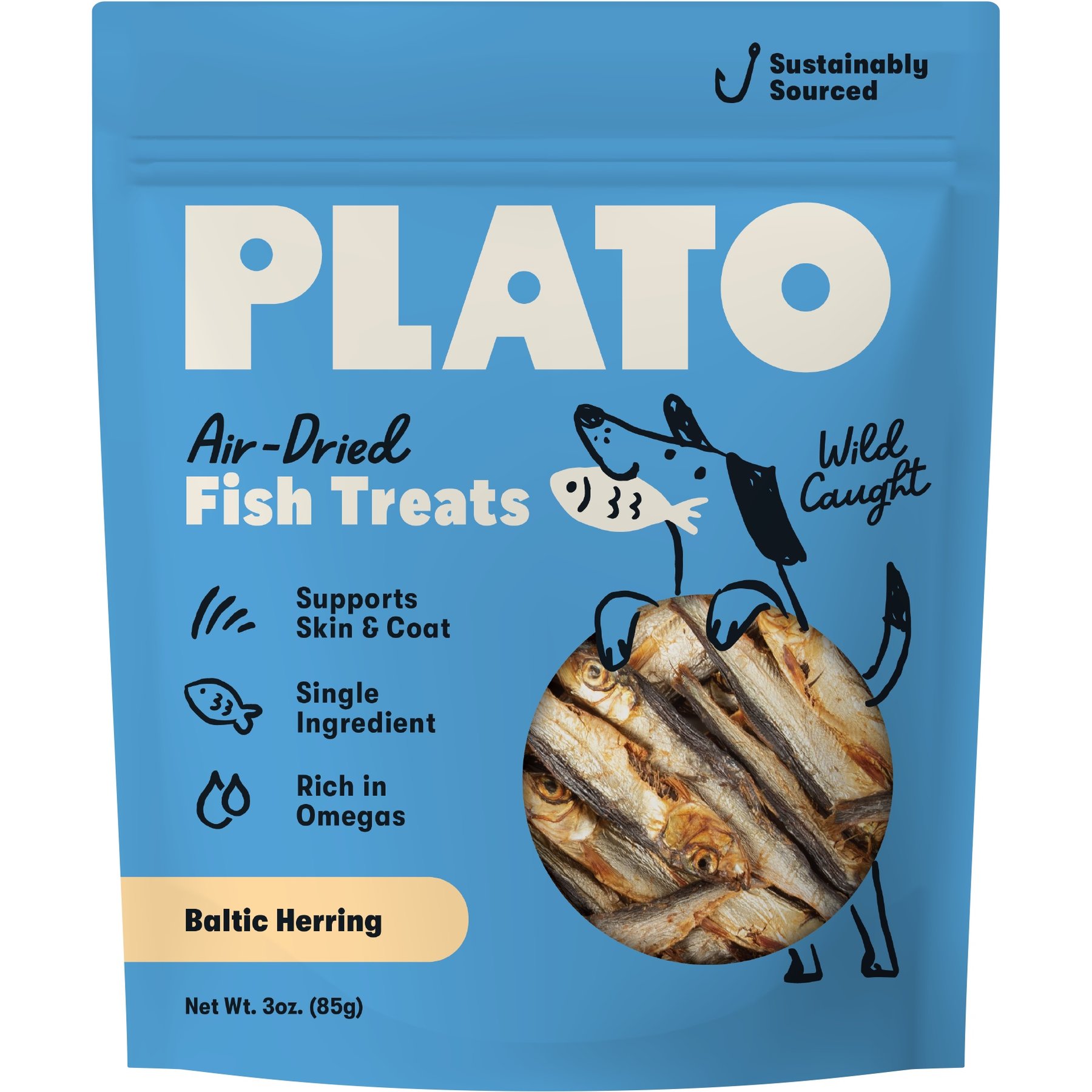 Plato Baltic Herring Dog & Cat Treat, 3-oz bag