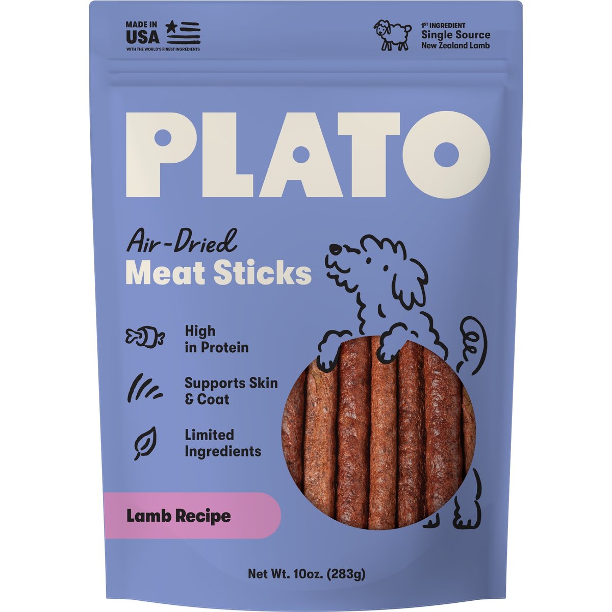 Plato Thinkers Real Sticks Lamb Recipe Dog Treats, 10-oz bag