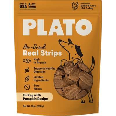 Plato Plato Original Real Strips Turkey & Pumpkin Recipe Grain-Free Dog Treats, 18-oz bag