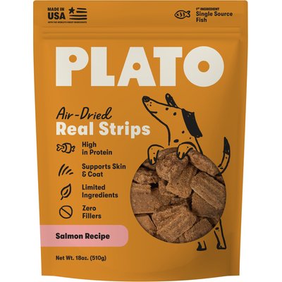 Plato Plato Original Real Strips Salmon Recipe Dog Treats, 18-oz bag
