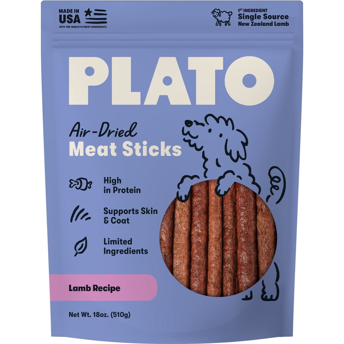 Plato Thinkers Real Sticks Lamb Recipe Dog Treats, 18-oz bag