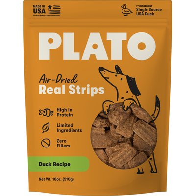 Plato Plato Original Real Strips Duck Recipe Dog Treats, 18-oz bag