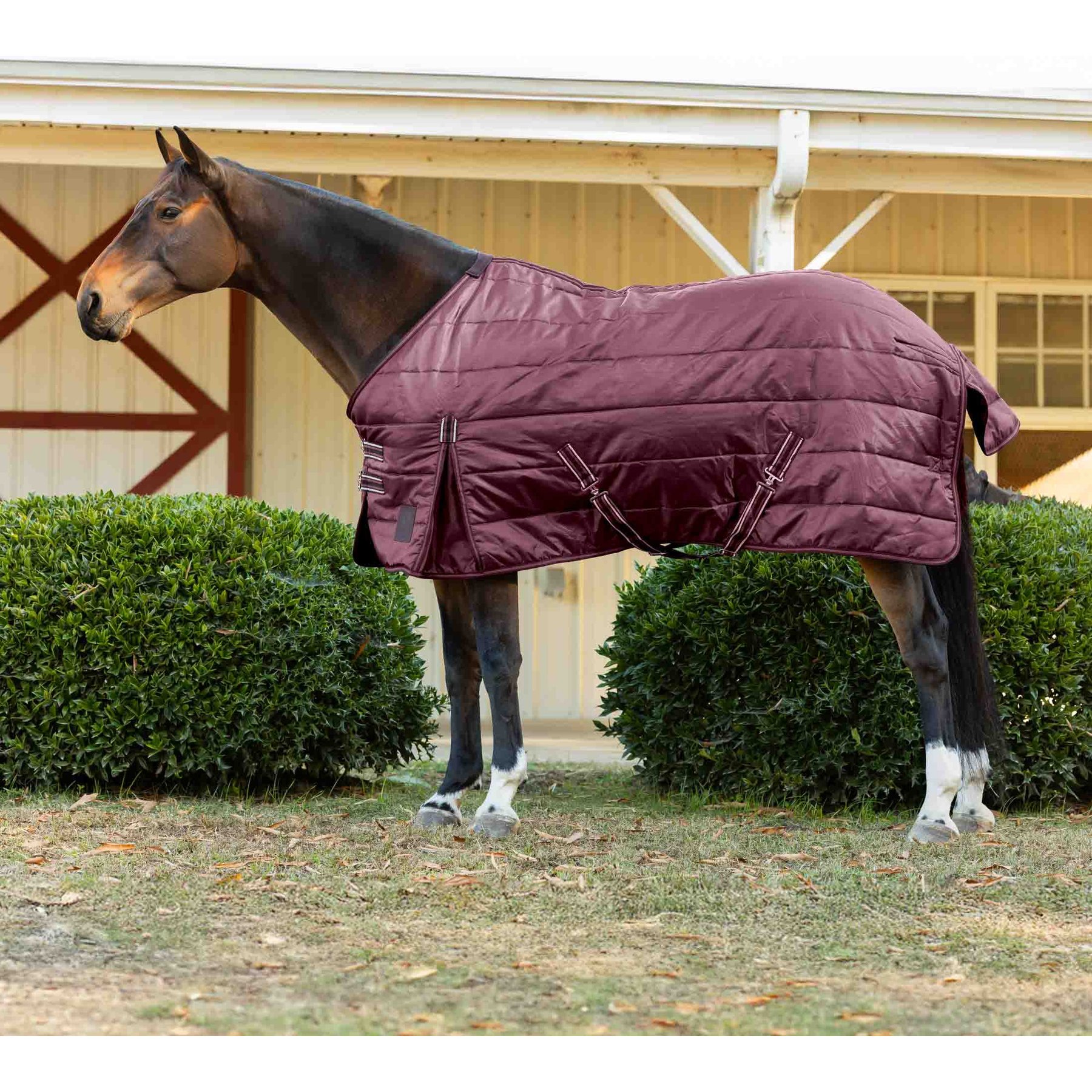 Equinavia Norse Gusseted 200g Horse Stable Blanket, Burgundy, 84-in