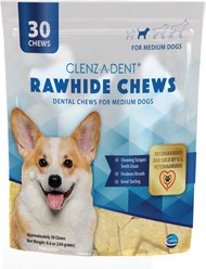 Clenz-a-dent Rawhide Dental Medium Dog Chews, 30 count
