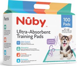 Nuby Ultra-Absorbent Lavender Scented Training Dog Pee Pads, 22 x 22-in, 100 count
