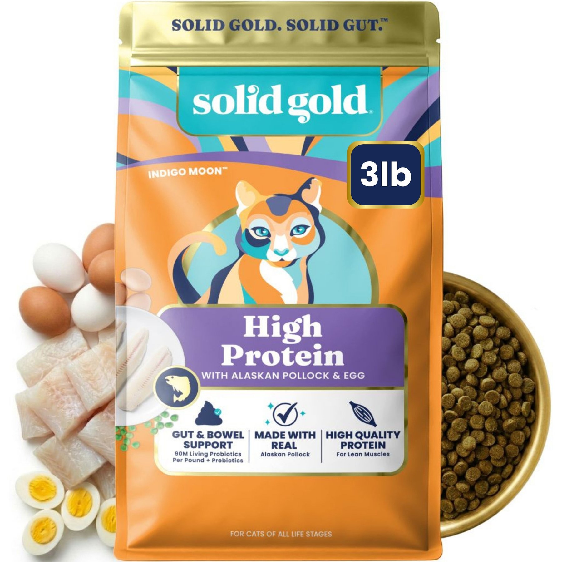 Solid Gold High Protein Wild Alaskan Pollock & Eggs Recipe Grain-Free Dry Cat Food, 3-lb bag