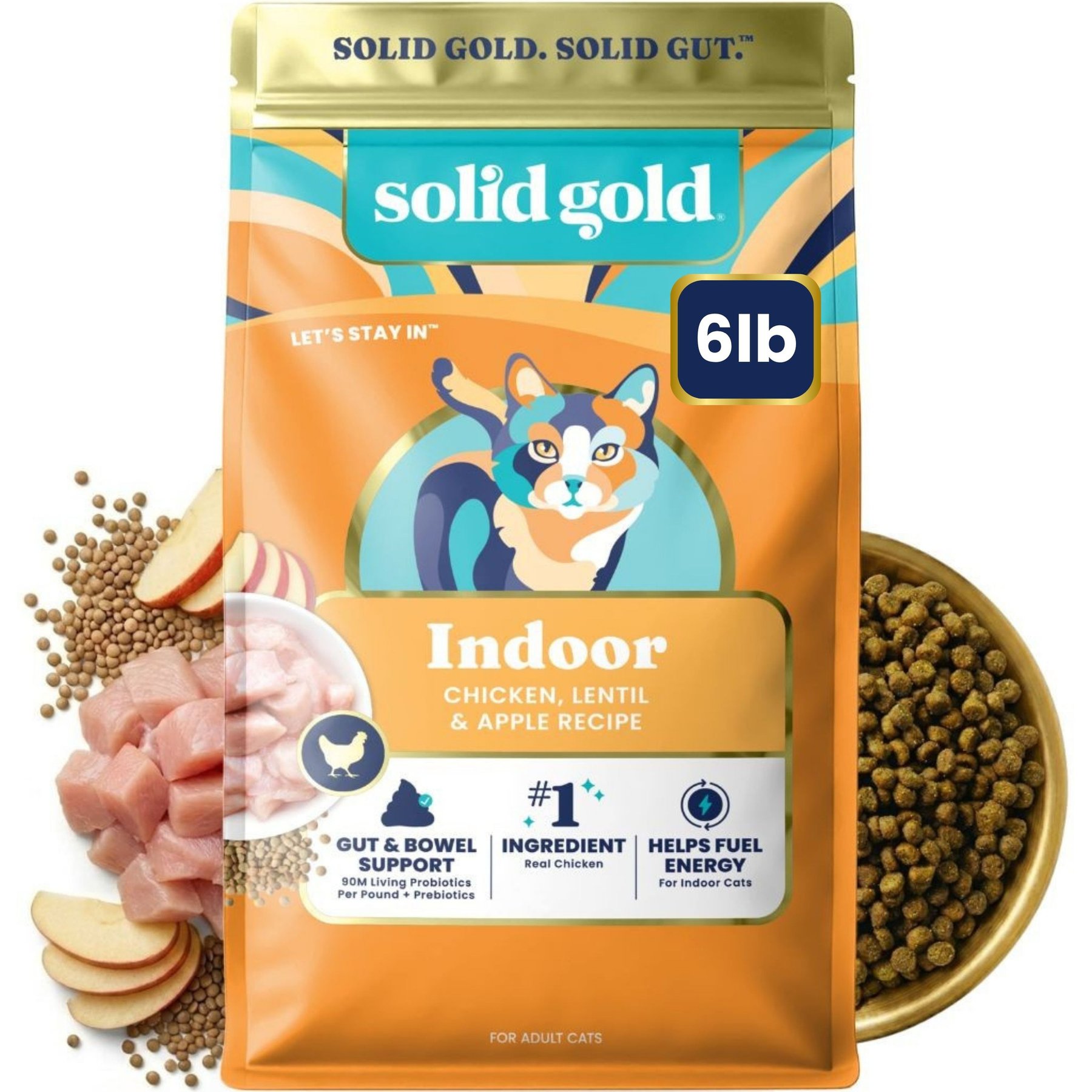 Solid Gold Real Chicken, Lentil & Apple Recipe Grain-Free Indoor Dry Cat Food, 6-lb bag