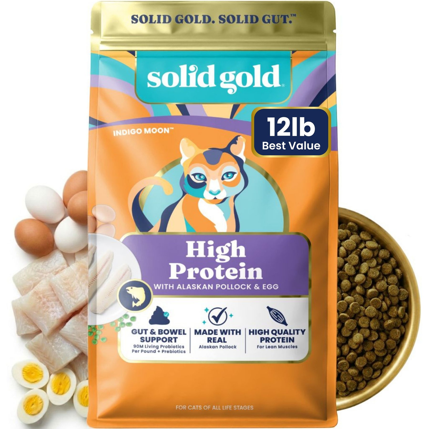 Solid Gold High Protein Wild Alaskan Pollock & Eggs Recipe Grain-Free Dry Cat Food, 12-lb bag