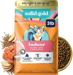 Solid Gold Real Salmon, Lentil & Apple Recipe Grain-Free Indoor Dry Cat Food, 3-lb bag