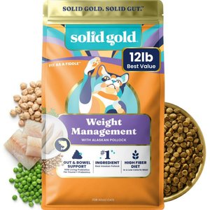 Solid Gold Weight Control Alaskan Pollock Grain-Free Gut Health Dry Cat Food, 12-lb bag
