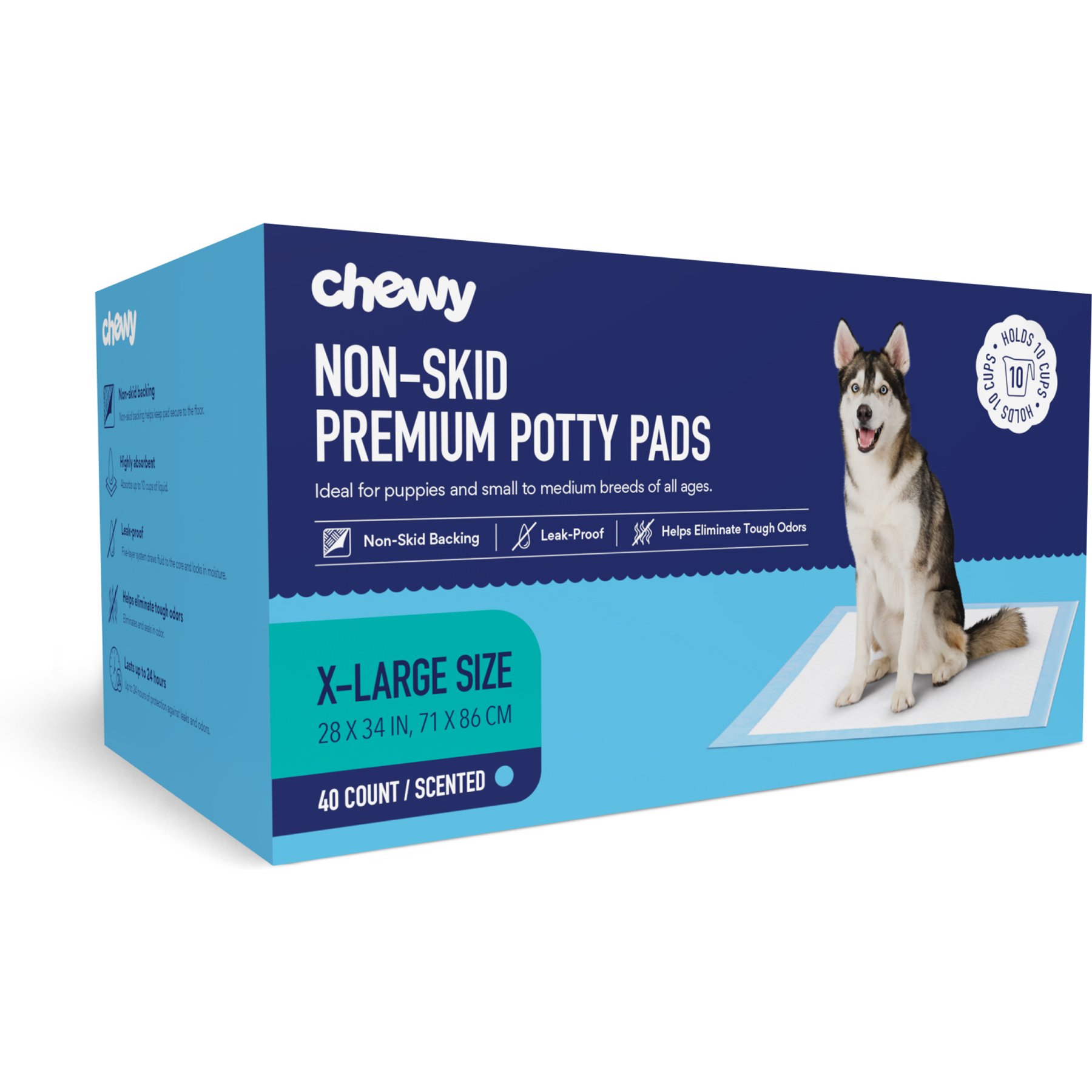 Chewy Made X-Large Ultra Premium Non-Skid Dog Training & Potty Pads (FORMERLY FRISCO), 28 x 34-in, Scented, 40 count