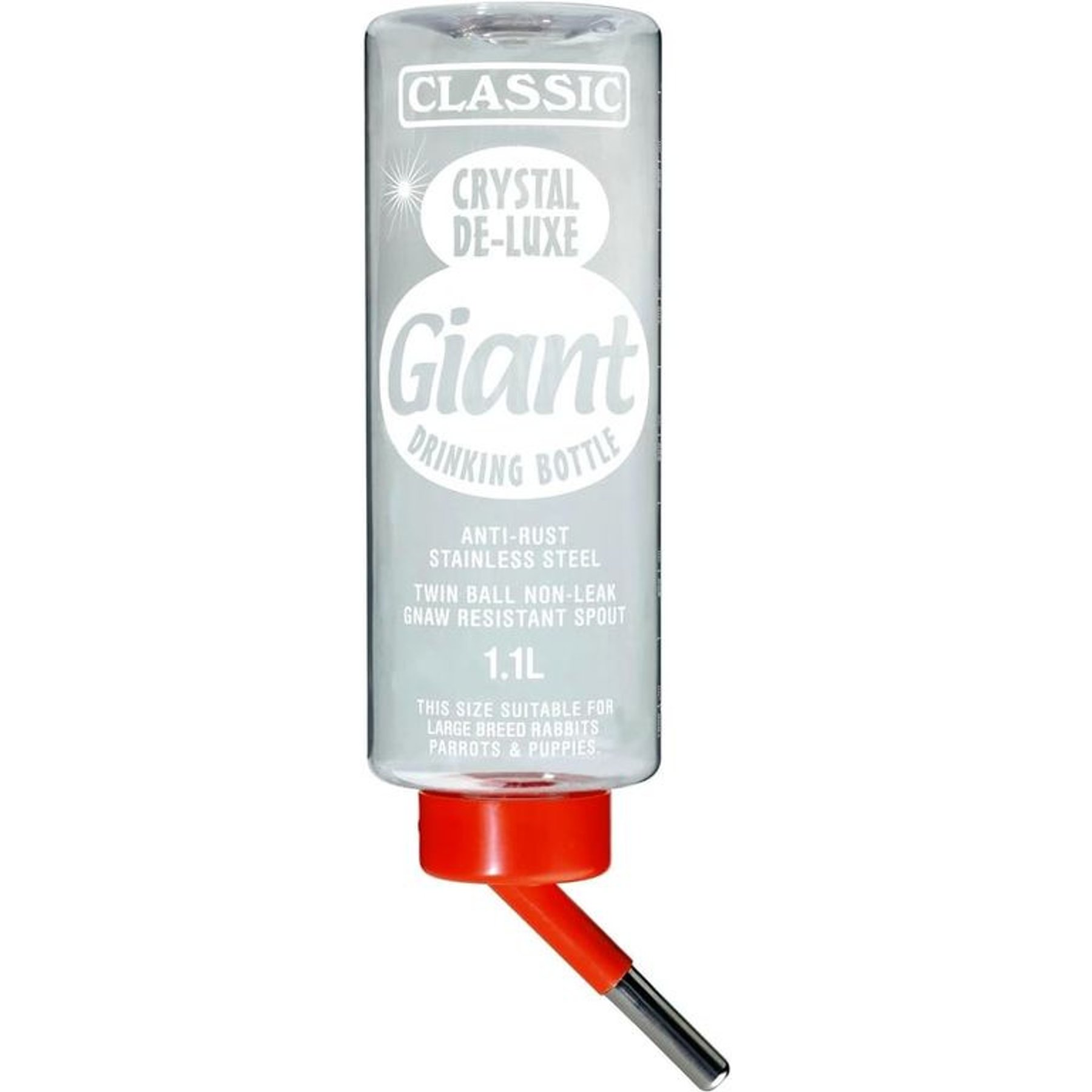 CLASSIC Crystal Deluxe Non-Leak Small Animal Water Bottle, 38-oz bottle