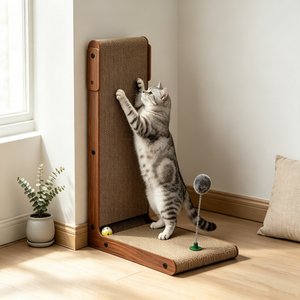 Coziwow L-Shaped Cat Scratcher Toy, Walnut