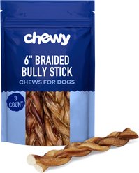 Chewy Made Braided Bully Stick 6" Dog Treats (FORMERLY BONES & CHEWS), 3 count