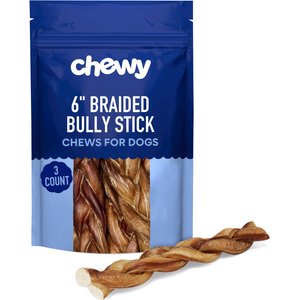 Chewy Made Braided Bully Stick 6" Dog Treats (FORMERLY BONES & CHEWS), 3 count