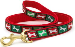 Up Country Christmas Bones Lead D-Ring Standard Dog Leash, Wide: 5-ft long, 1-in wide
