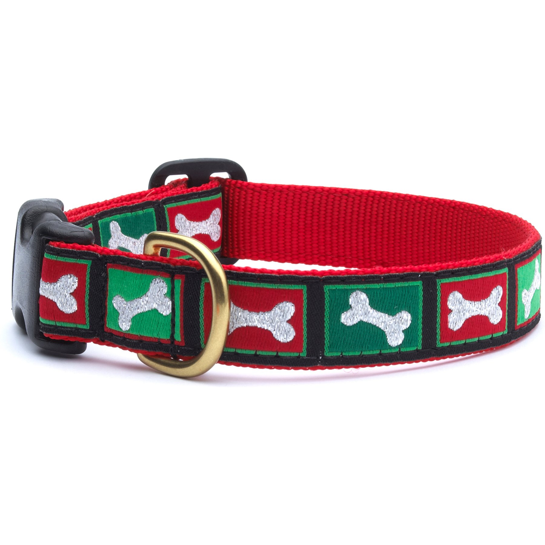 Up Country Christmas Bones Dog Collar, Narrow: X-Small