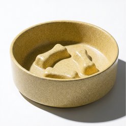 furrybaby Ceramic Slow Feeder Dogs & Cats Bowl, Medium: 6.4-in, Khaki